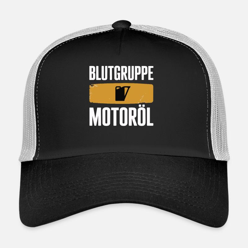 Blood Type Engine Oil Screwdriver Design Trucker Cap