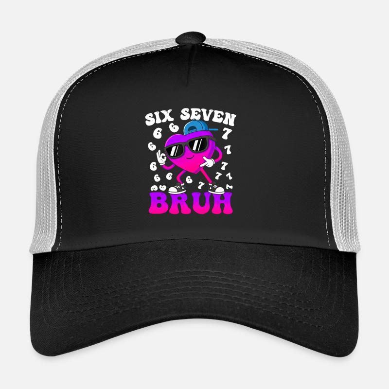 Six Sept 6 7 Meme 67 Tendance Saint-Valentin - Casquette trucker - noir/gris pierre