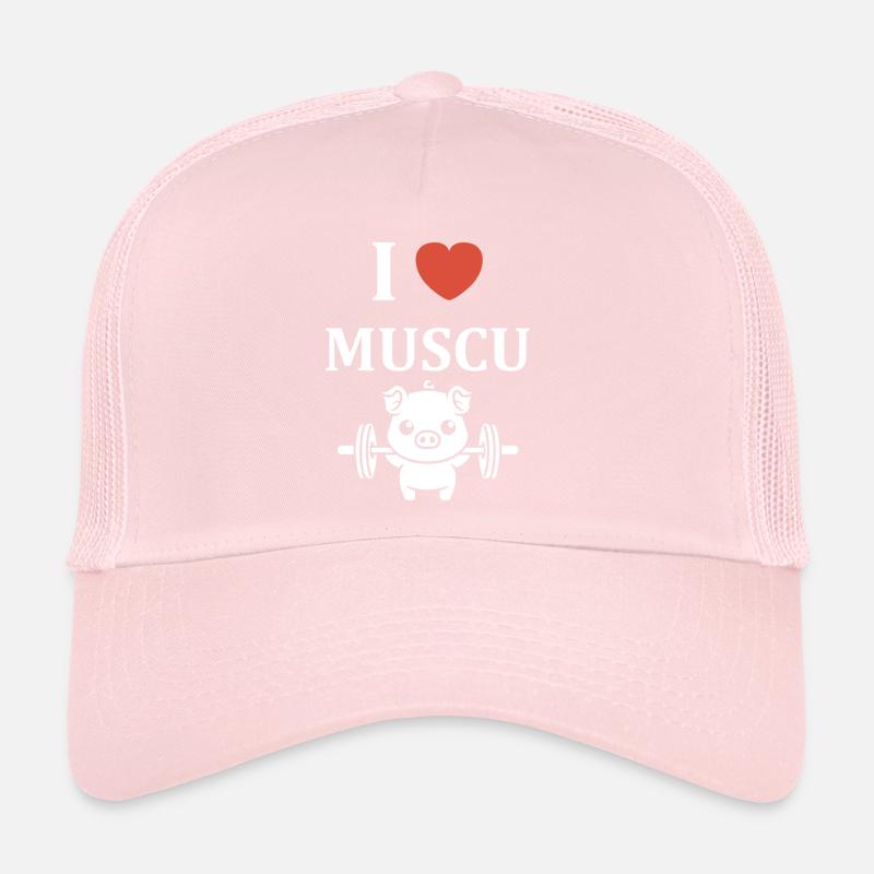 Ich liebe Muscu – ein starkes Schweine-Maskottchen Trucker Cap