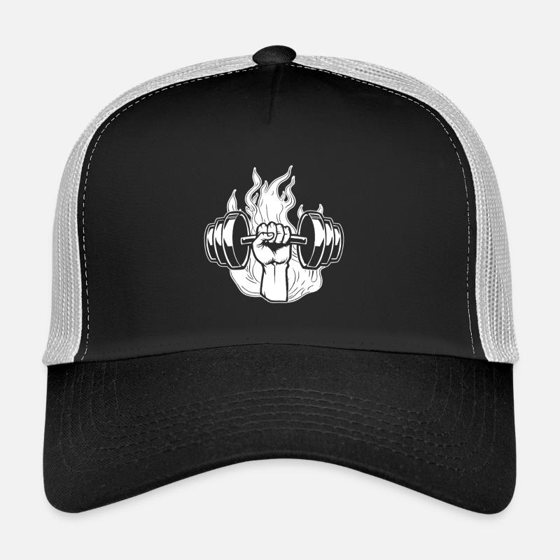 Powerlifting Bodybuilder Fire Dumbbell Casquette trucker 