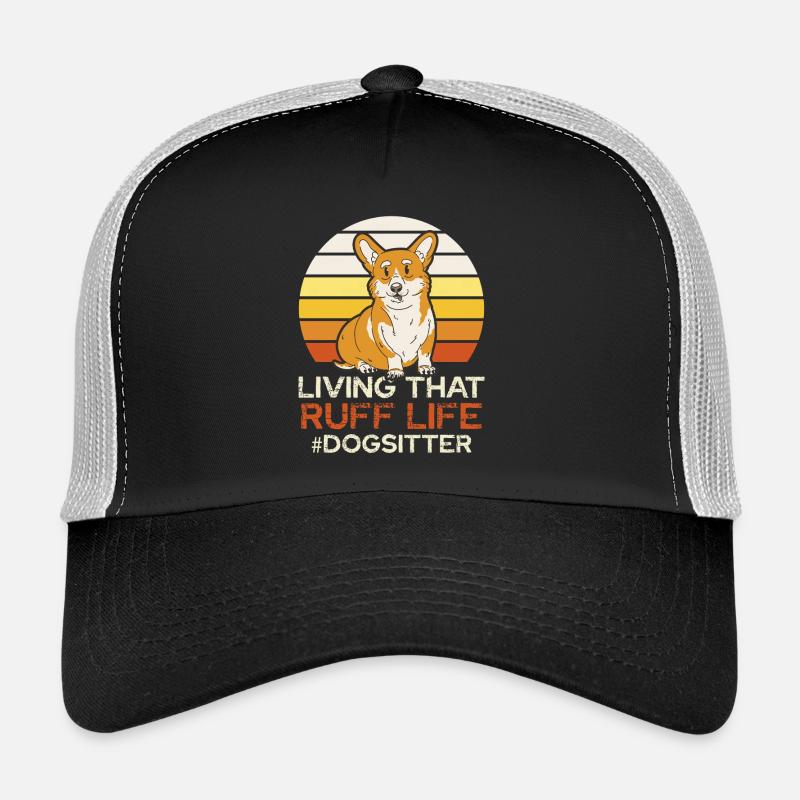 Ruff Life Corgi Retro Sunset Trucker Cap