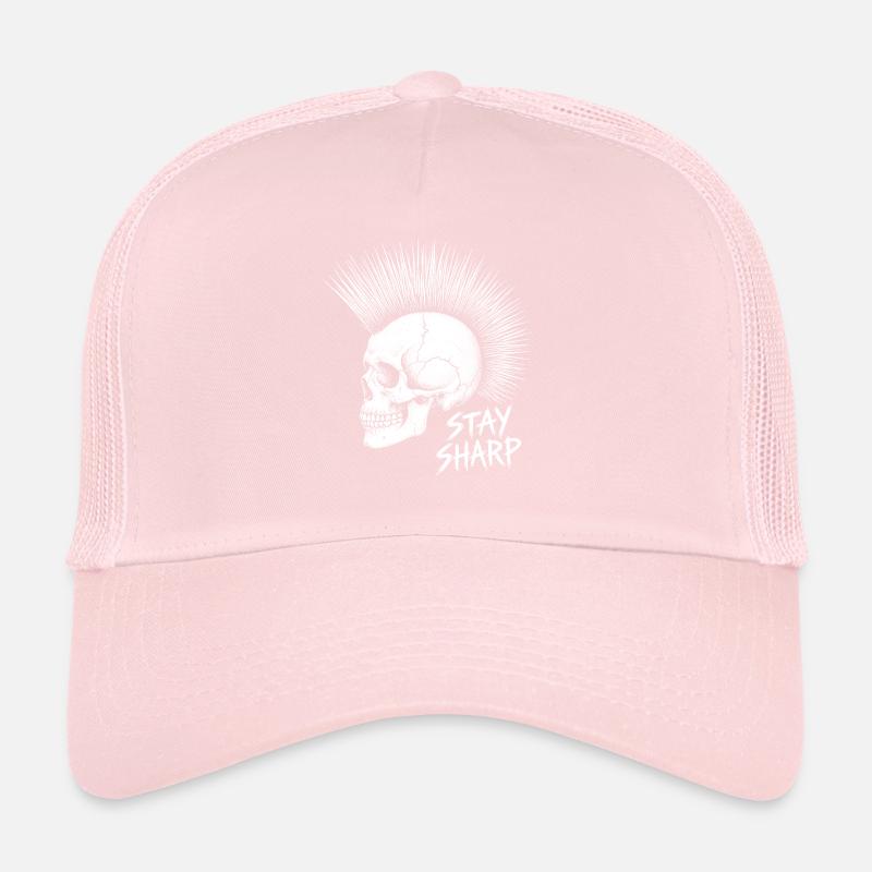 Stay Sharp Punk Skull – Irokese Totenkopf Design Trucker Cap