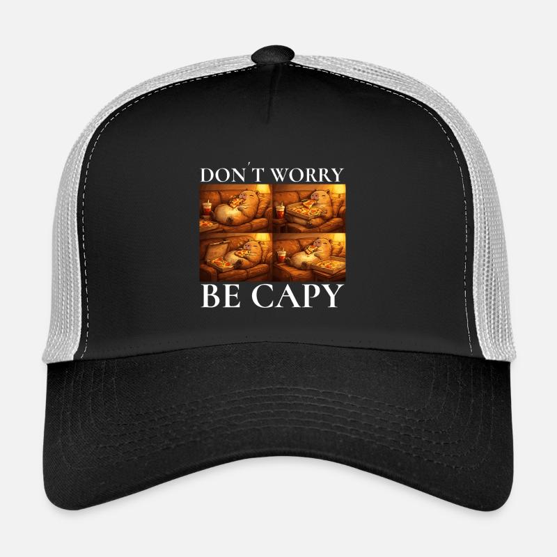 Don't Worry Capybara Pizza Capybara Motif Trucker Cap