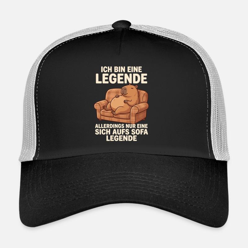 Capybara Sofa Legend Funny Relax Motif - Trucker Cap - black/stone grey