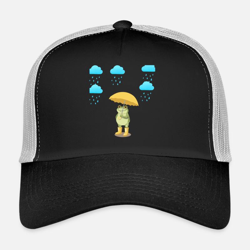 Frosch mit Regenschirm im Regen - Trucker Cap - Schwarz/Steingrau