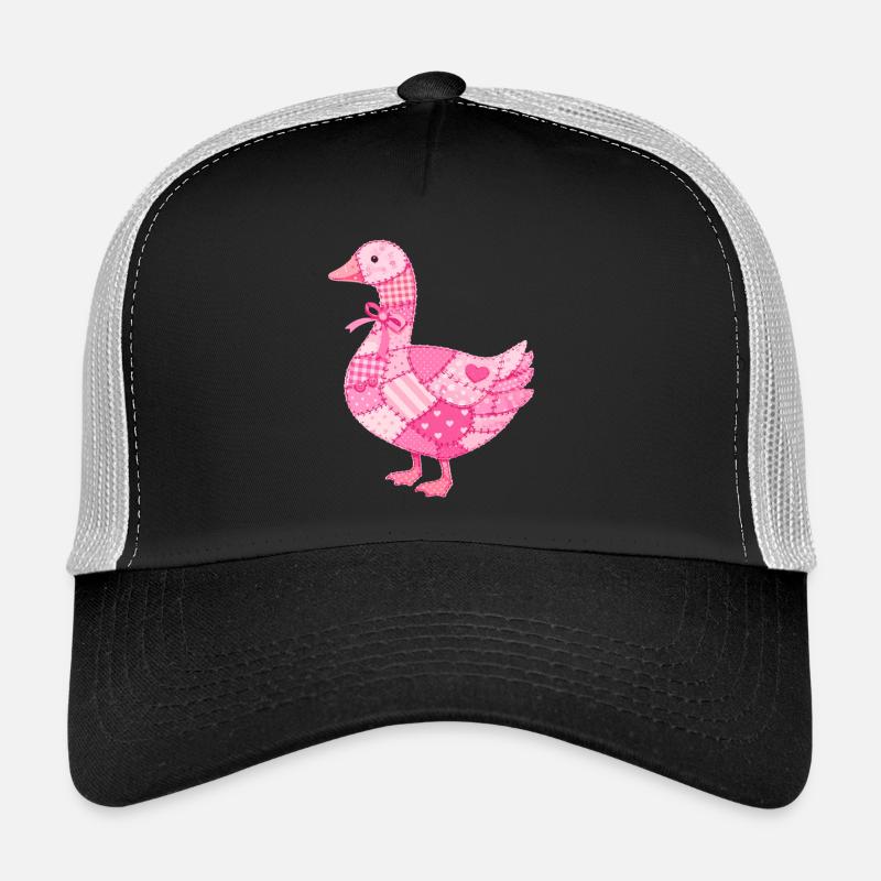 Patchwork Ente Rosa - Trucker Cap - Schwarz/Steingrau