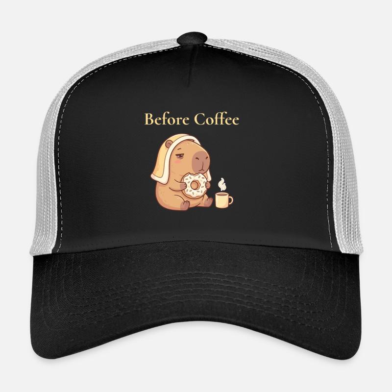 Capybara with donut and coffee cozy motif Trucker Cap