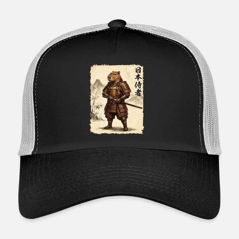 Samurai, Capybara, Japanese Art, Anime Trucker Cap