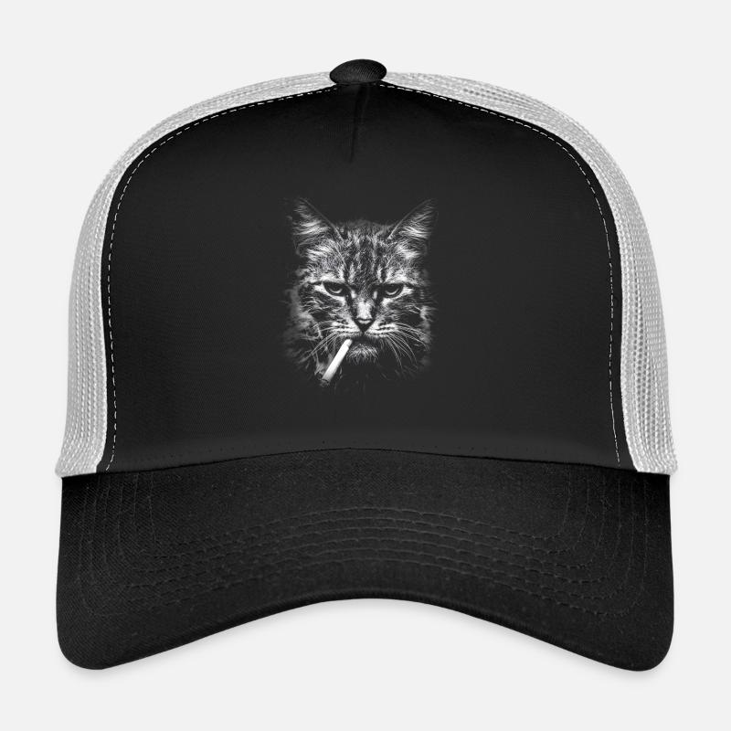 Rauchen, Zigarette, Katze raucht eine Zigarette Trucker Cap
