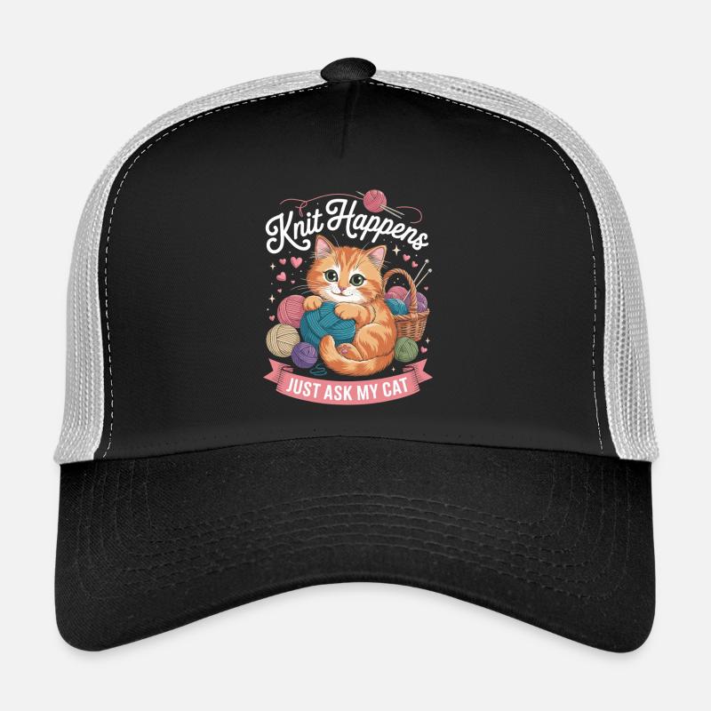 Kätzchen Strickzauber Garnliebe - Trucker Cap - Schwarz/Steingrau