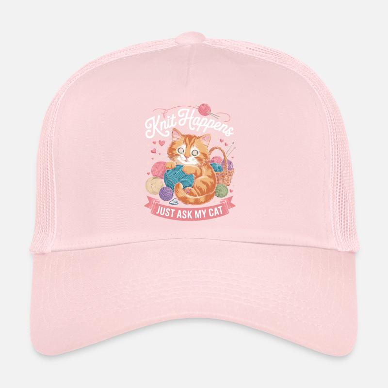 Kitten Knitting Magic Yarn Love Trucker Cap
