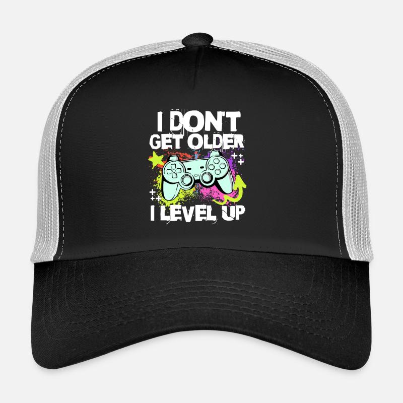 Ich Level Up statt älter zu werd– Controller Motiv - Trucker Cap - Schwarz/Steingrau