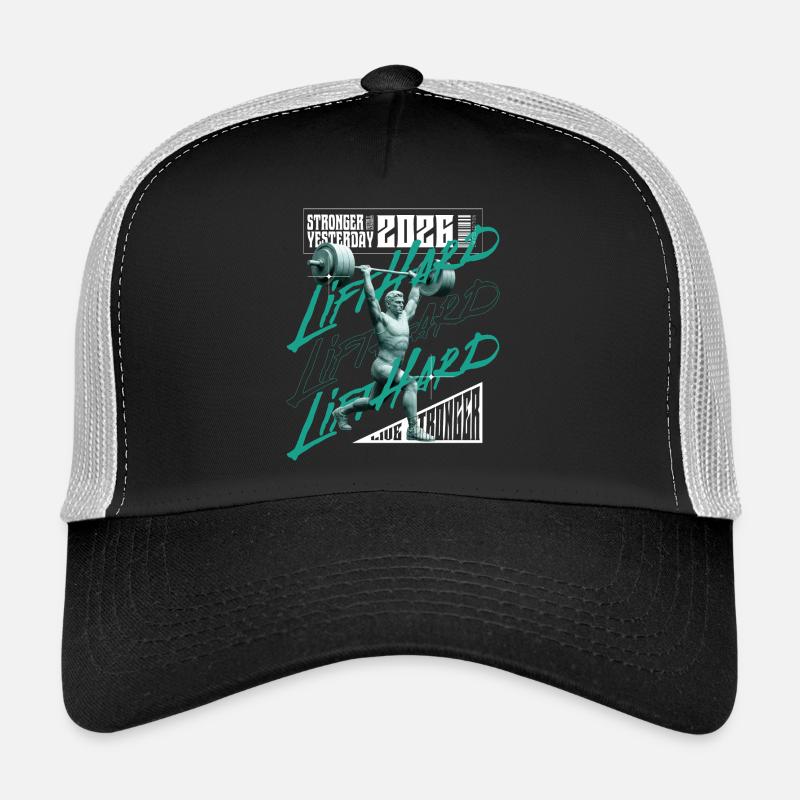 Gewichtheber-Mann, lila-rosa Lichtversion Trucker Cap
