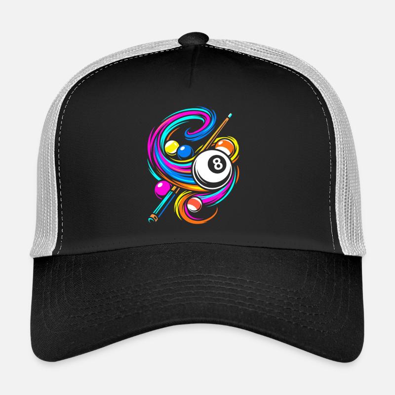 Boules de billard et queue Casquette trucker 