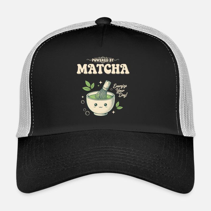 Powered By Matcha Energize Your Day Matcha Tea Trucker Cap