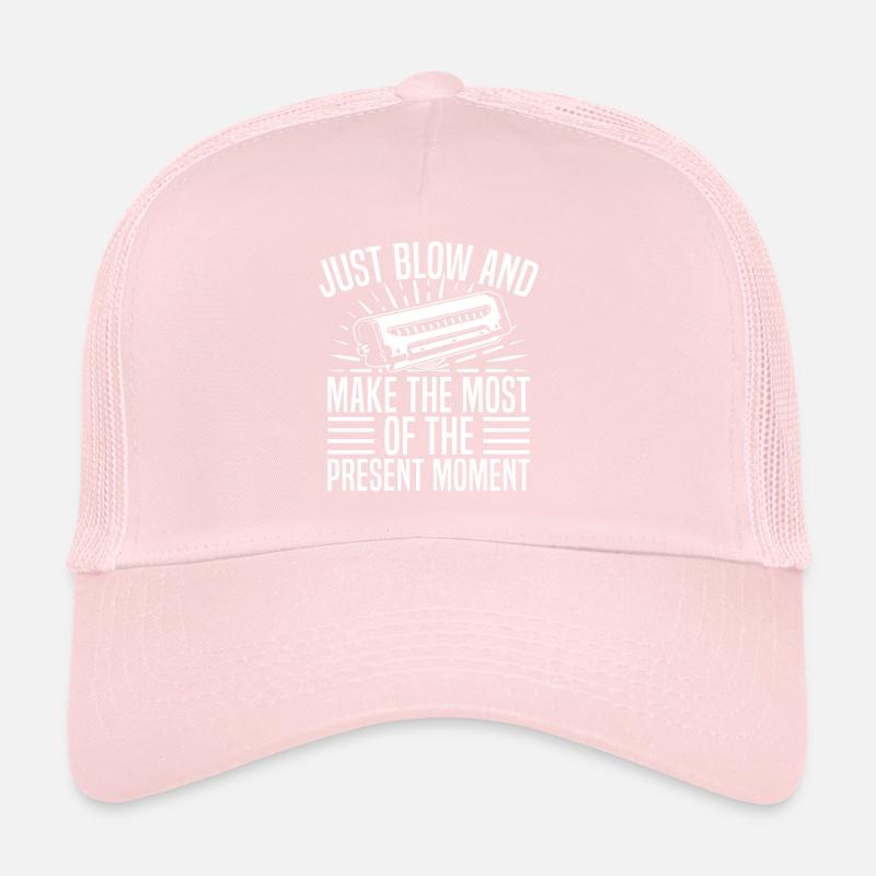 Harmonica Musican Just Blow & Present Moment Trucker Cap