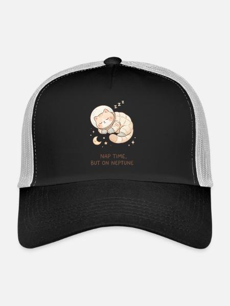 Nap Neptune | Cute Space Cat - Trucker Cap - black/stone grey - Front