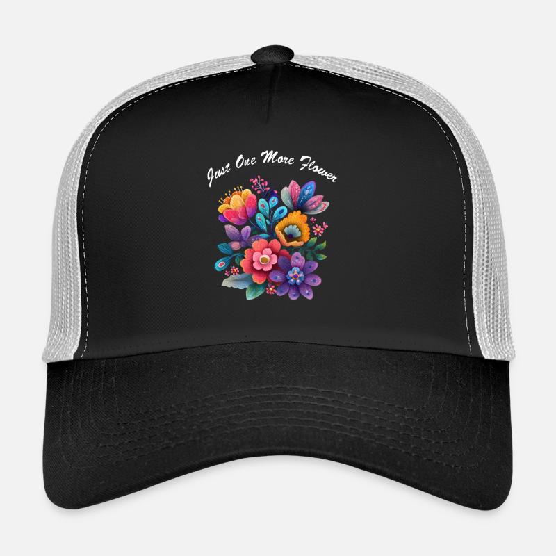 Just One More Flower Garten Blumen Gärtner - Trucker Cap - Schwarz/Steingrau