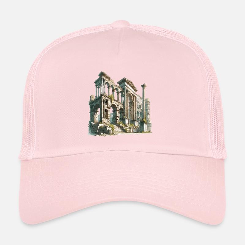 Ancient Ruins Architecture Illustration Trucker Cap