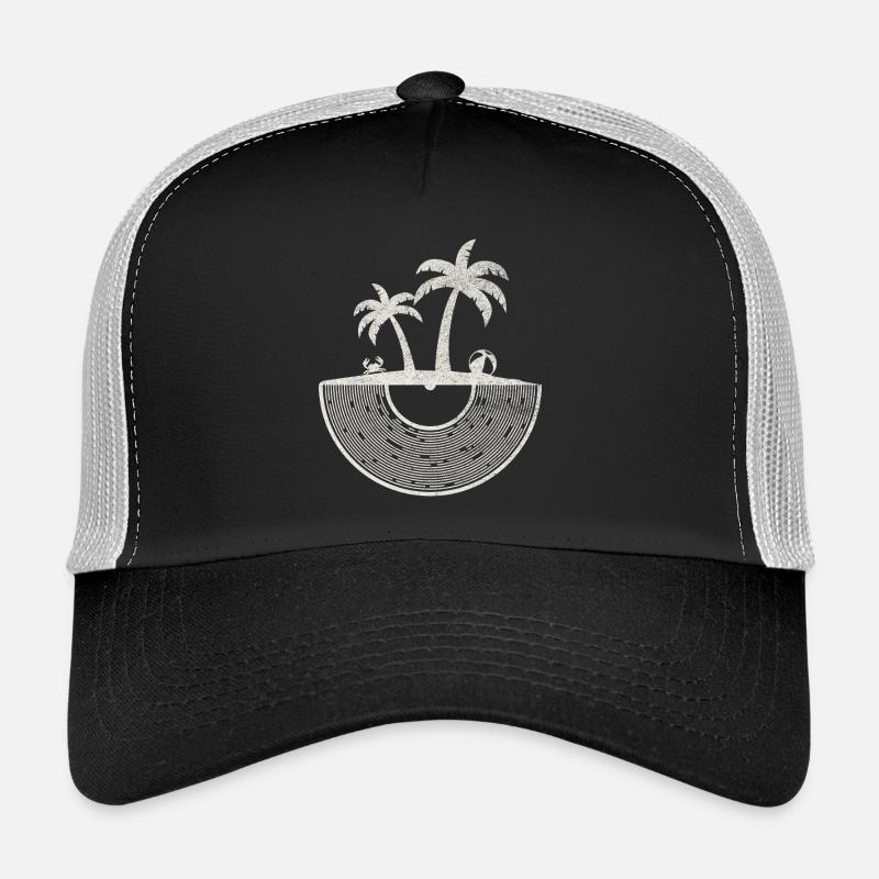 Art du coucher de soleil sur une île tropicale en vinyle Casquette trucker 