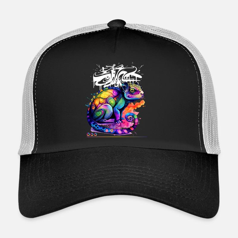 Colorful Chameleon Graffiti - Trucker Cap - black/stone grey