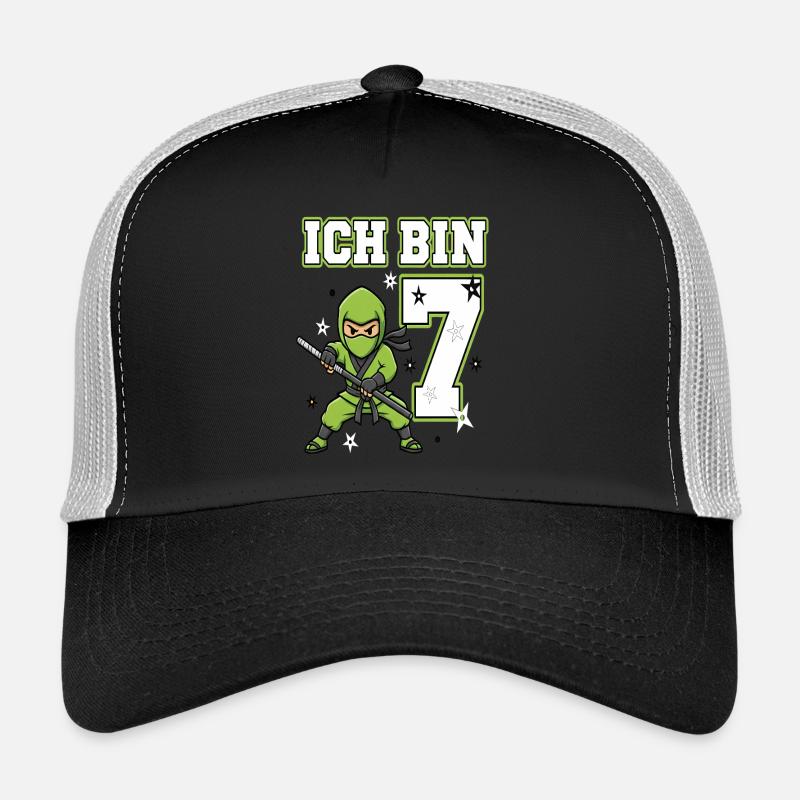 Ich bin 7 Ninja 7. Geburtstag Grüne Karate Trucker Cap