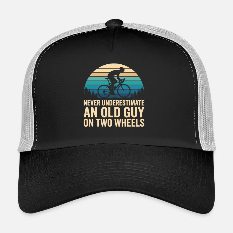 Cyclist Silhouette Sunset Stripe Motif Trucker Cap