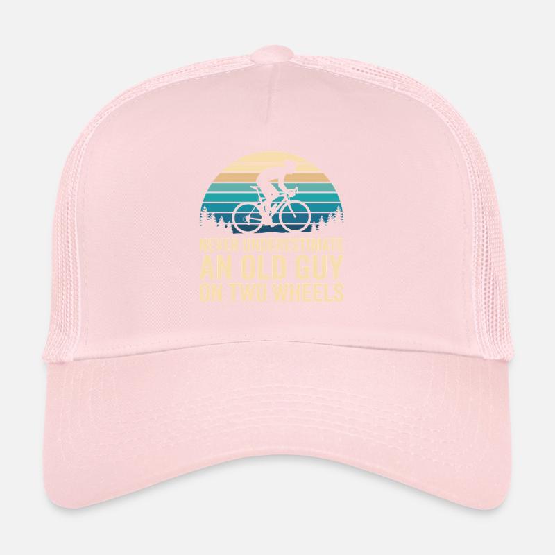 Motif de silhouette de cycliste à rayures de coucher de soleil Casquette trucker 