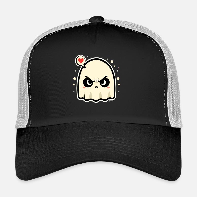 Fantôme en colère avec une bulle de dialogue en cœur Casquette trucker 