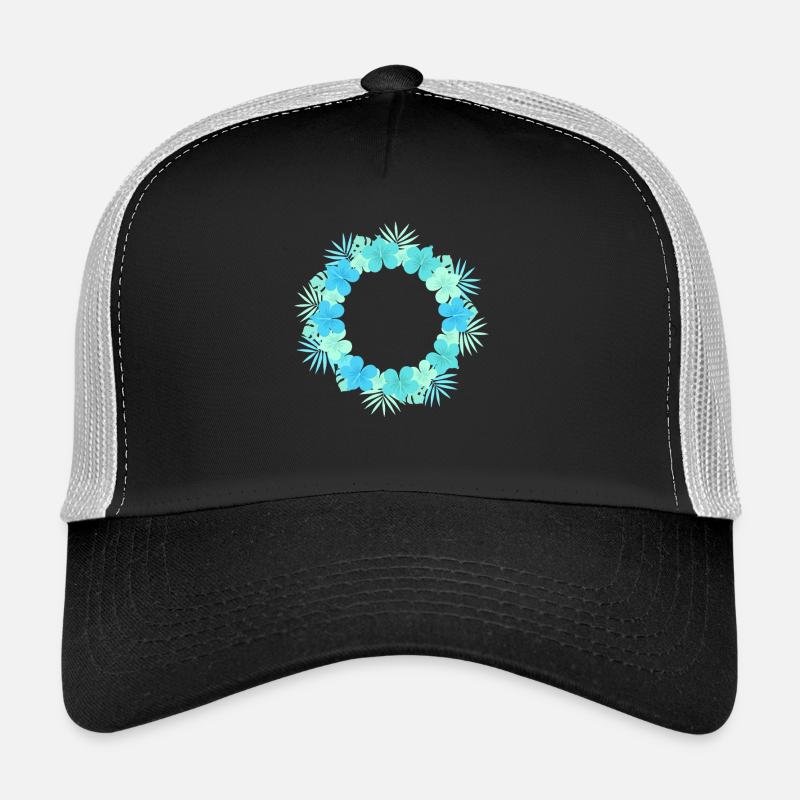 Blue Hibiscus Wreath Trucker Cap