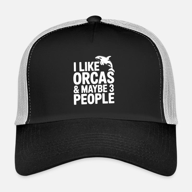 Ich mag Orcas und vielleicht 3 Leute - Trucker Cap - Schwarz/Steingrau