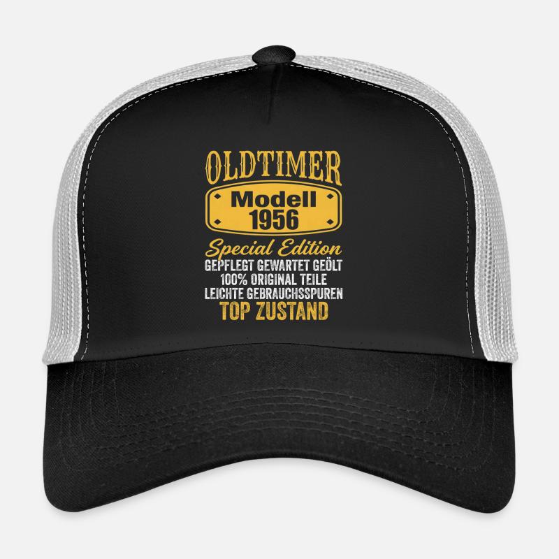 70. Geburtstag Oldtimer Modell 1956 - Trucker Cap - Schwarz/Steingrau
