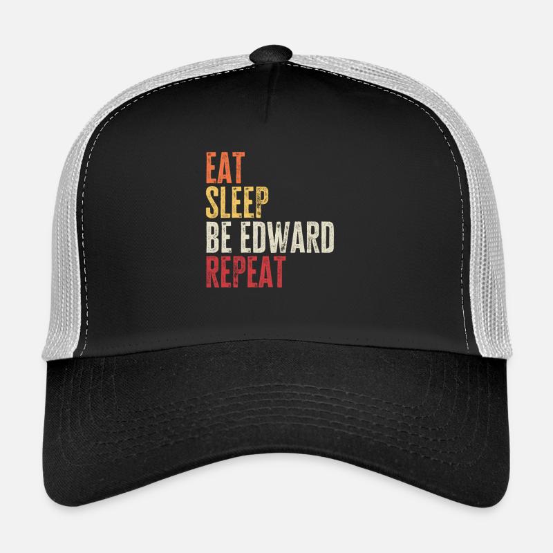 Iss, schlaf Sei Edward, wiederhole Retro-Name - Trucker Cap - Schwarz/Steingrau