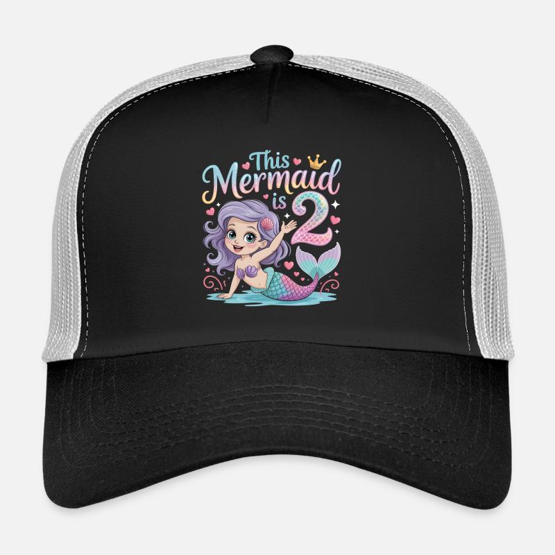 Sirène 2e anniversaire 2 ans - Casquette trucker - noir/gris pierre