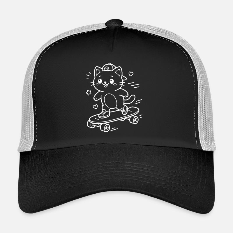 Skateboarding Kawaii Cat Trucker Cap