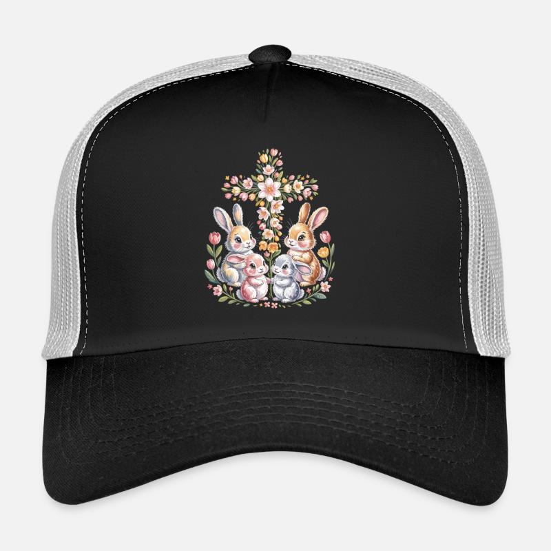 Frühlingshasen im Blütenkranz Trucker Cap