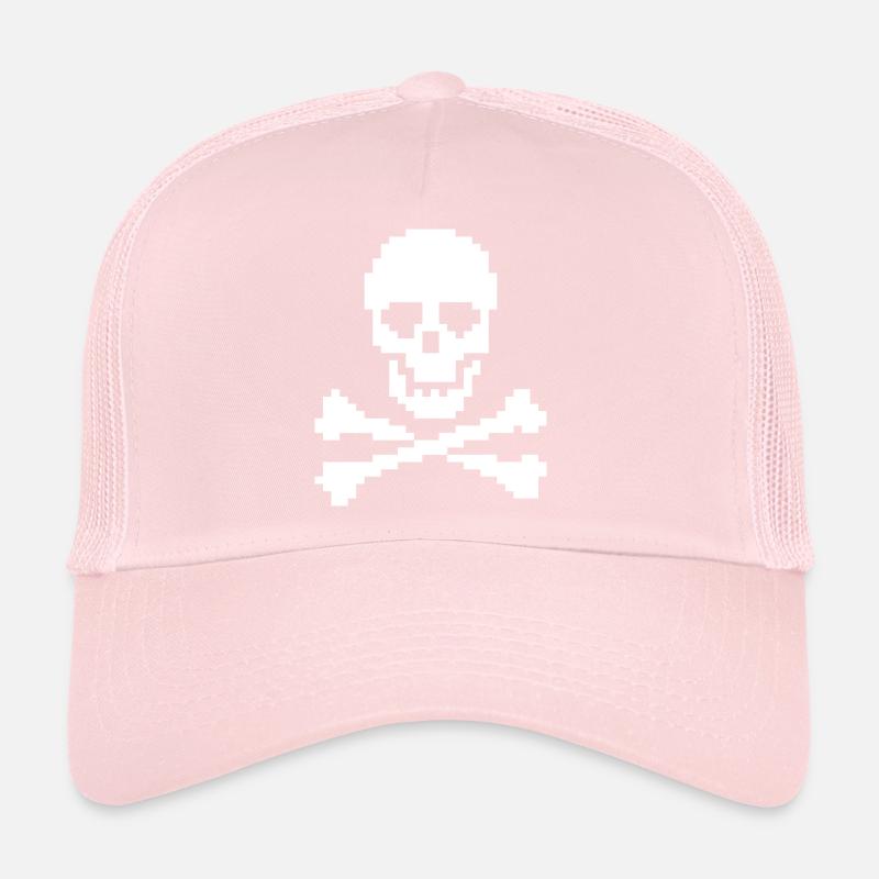 Pixel Skull Crossbones Trucker Cap