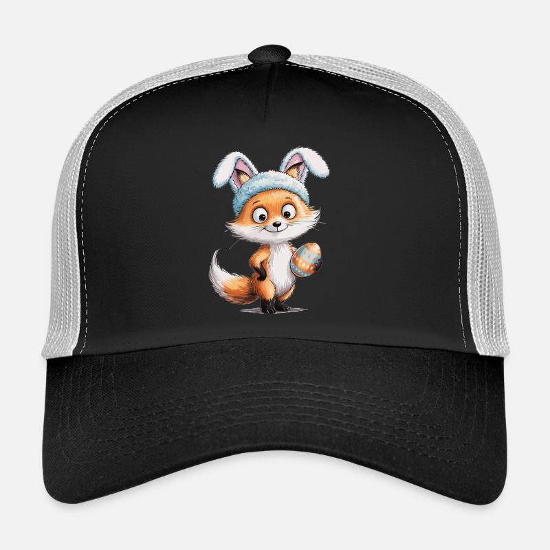 Easter Shirt Fox with Easter Bunny Ears Trucker Cap