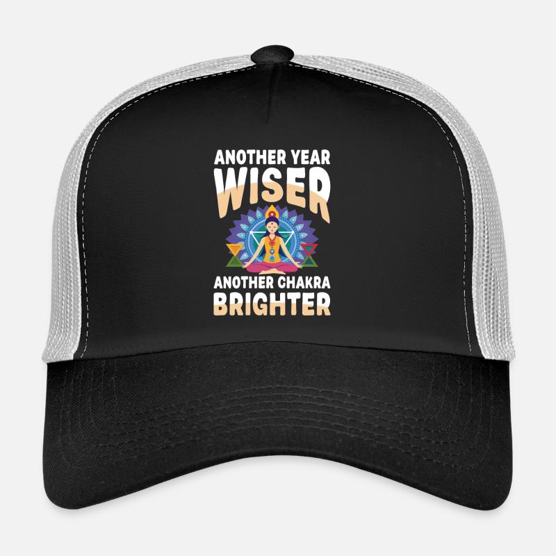 Another Year Wiser Another Chakra Brighter Yoga Trucker Cap