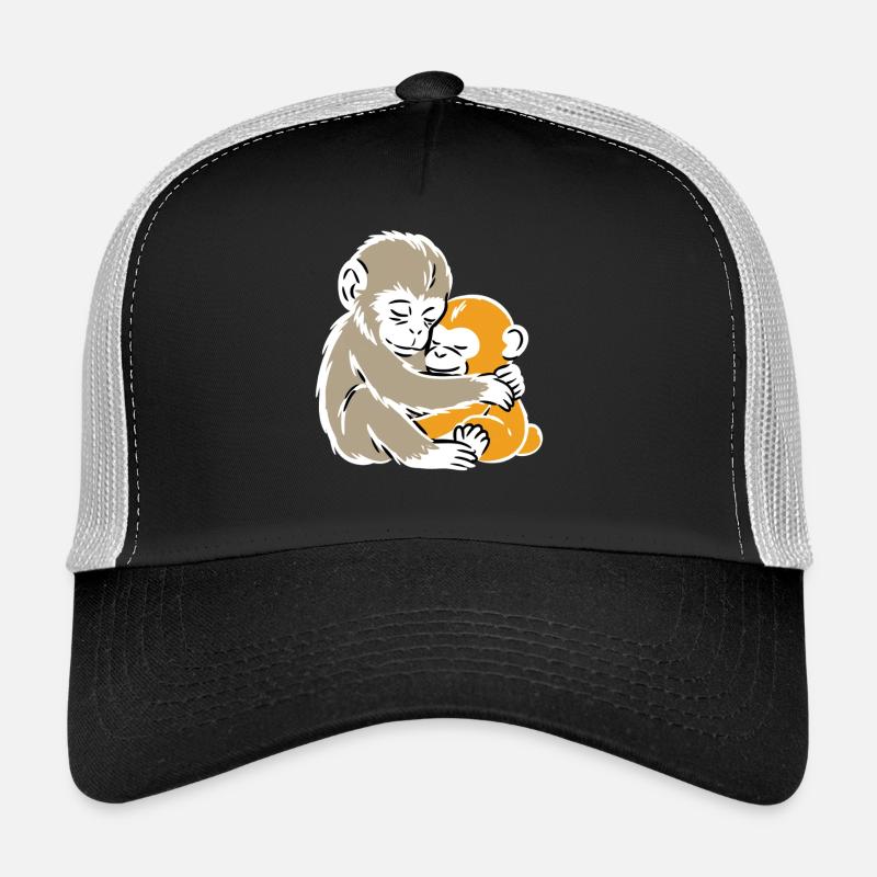 Monkey Hug Duo Illustration Trucker Cap