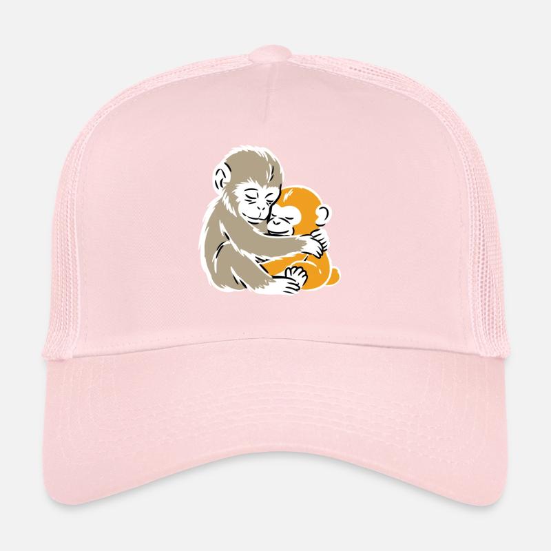Monkey Hug Duo Illustration Trucker Cap