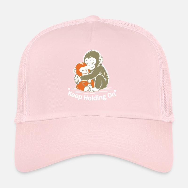 Continue de tenir bon, câlin de singe Casquette trucker 