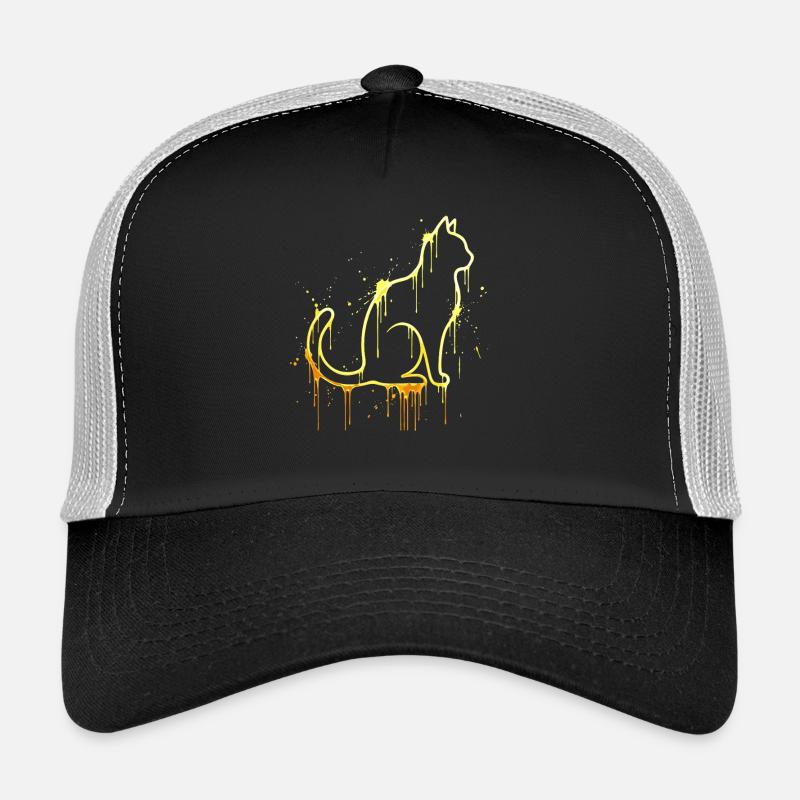 Look doré silhouette de chat – Élégant chat Casquette trucker 