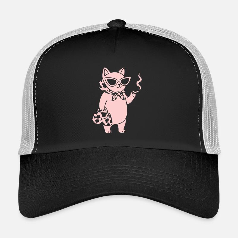 Chat rose avec des lunettes de soleil Casquette trucker 