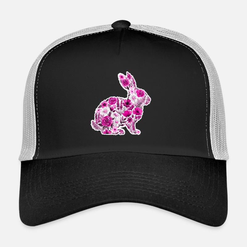 Fleurs Silhouette de Lapin Rose Casquette trucker 