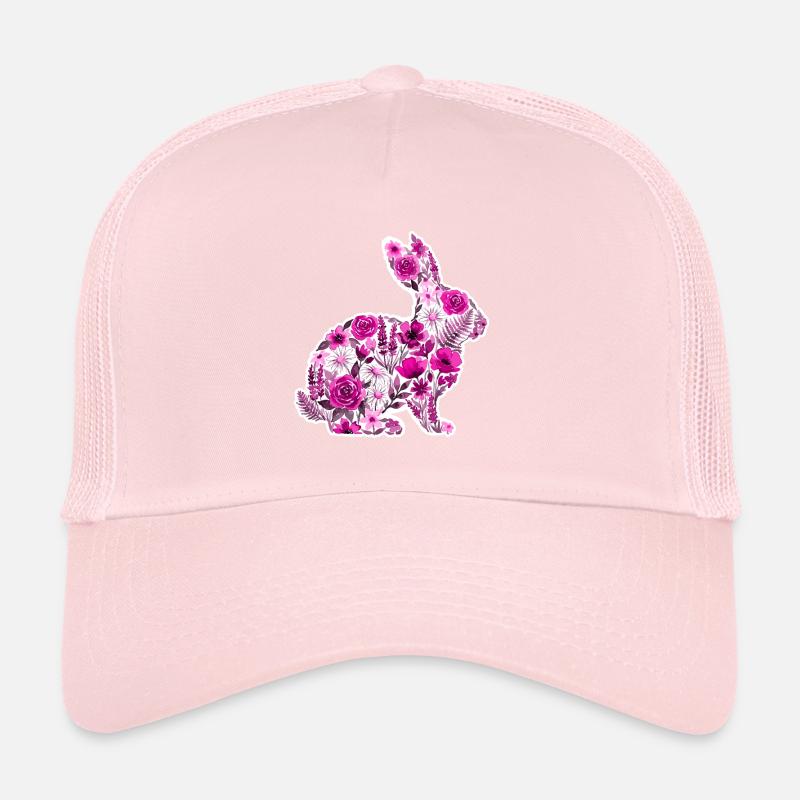 Fleurs Silhouette de Lapin Rose Casquette trucker 