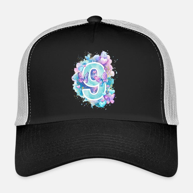 9. Geburtstag Schmetterlinge Pastell Mädchen Neun Trucker Cap