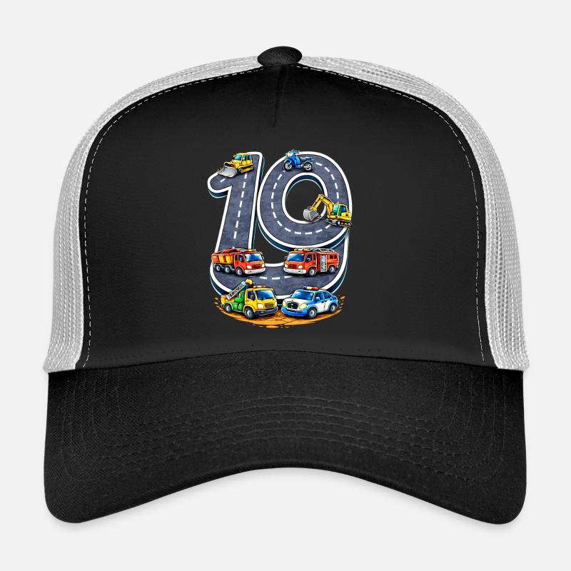 90 ans d’illustration de construction routière Casquette trucker 