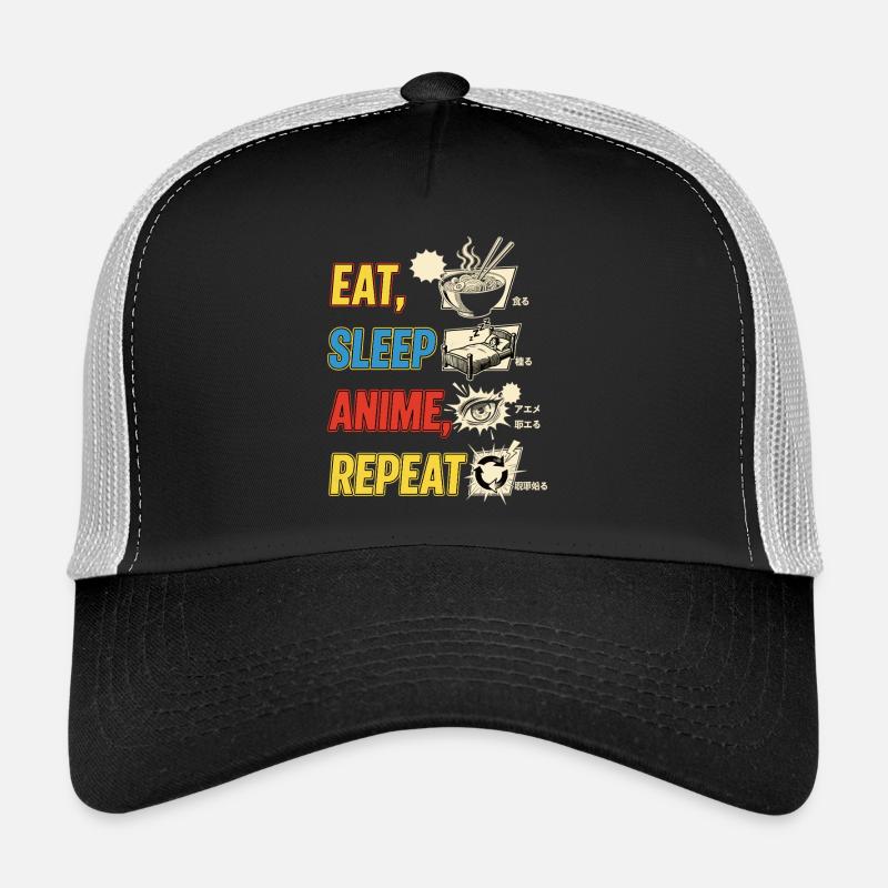 Eat Sleep Anime Repeat Trucker Cap