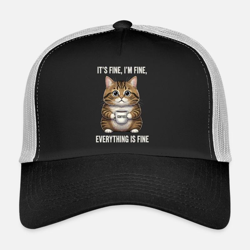 Ça va, je vais bien de l’humour de chat au café Casquette trucker 